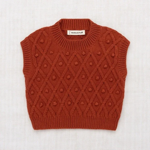 Misha & Puff girls used Rust Orange Knit Sweater Vest and cute matching skirt